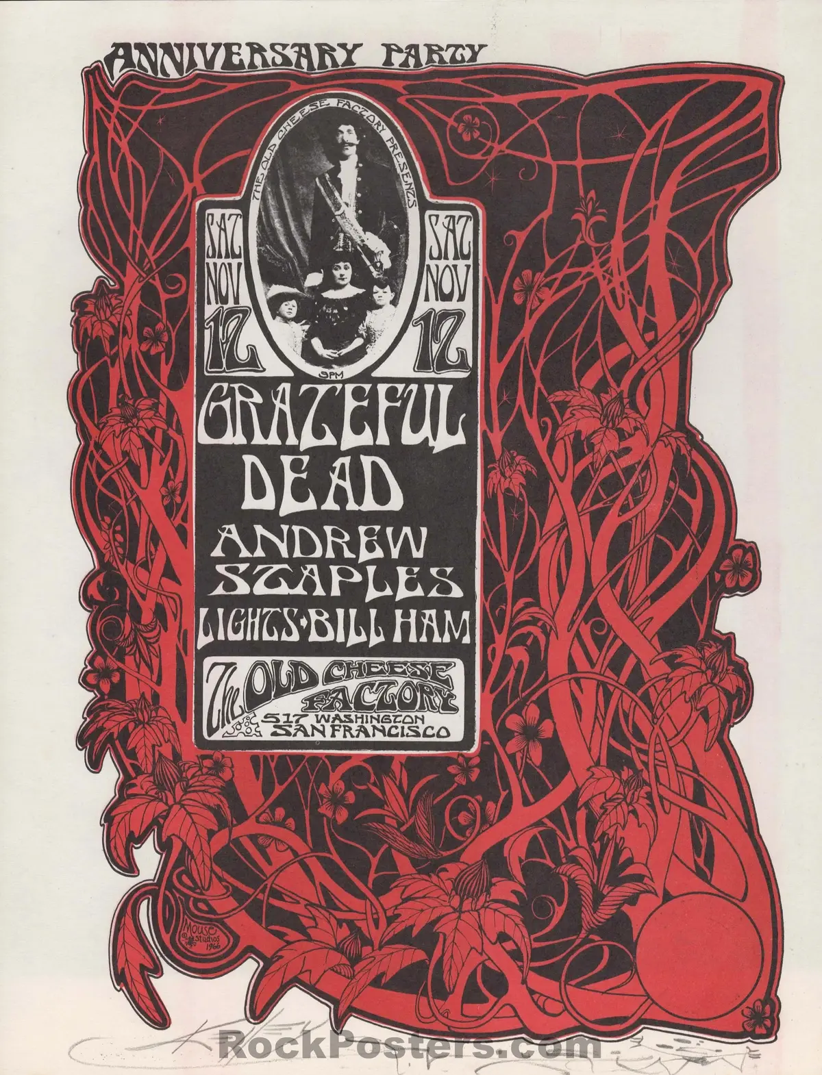 Auction - Aor 2.185 - Grateful Dead - 1St Anniversary Party - Mouse/Kelley Signed - 1966 Handbill - Old Cheese Factory - Near Mint 1