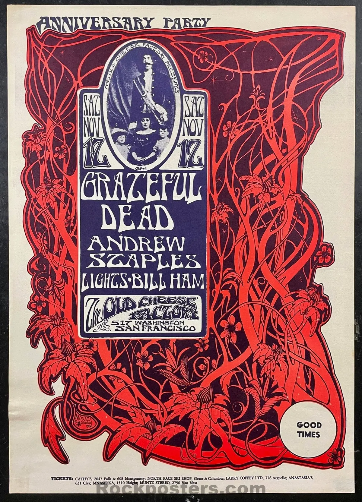 Auction - Aor 2.185 - Grateful Dead - Mouse & Kelley - 1966 Poster - Cheese Factory - Excellent 1