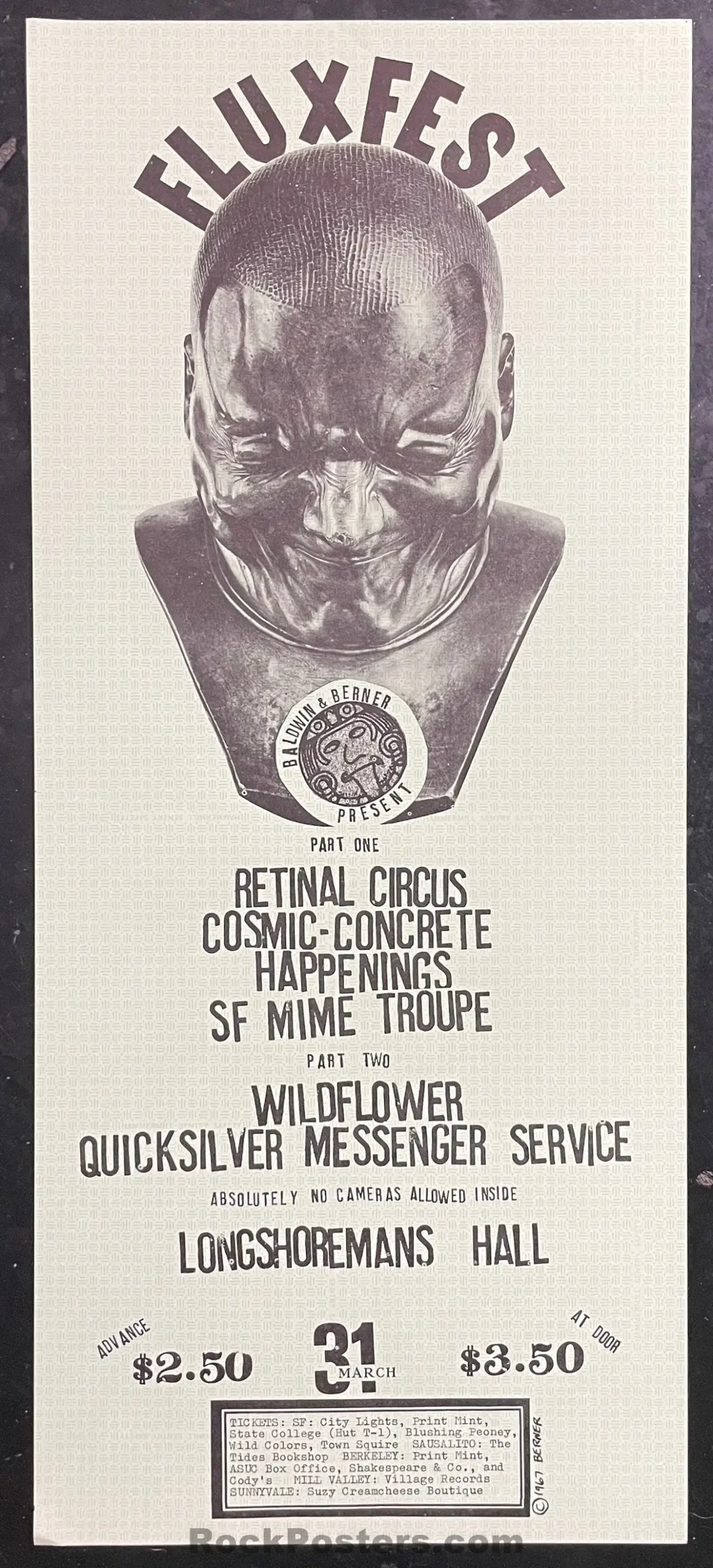 Auction -  Aor 2.198 - Fluxfest - Sf Mime Troupe - 1967 Poster - Longshoreman's Hall -  Near Mint 1