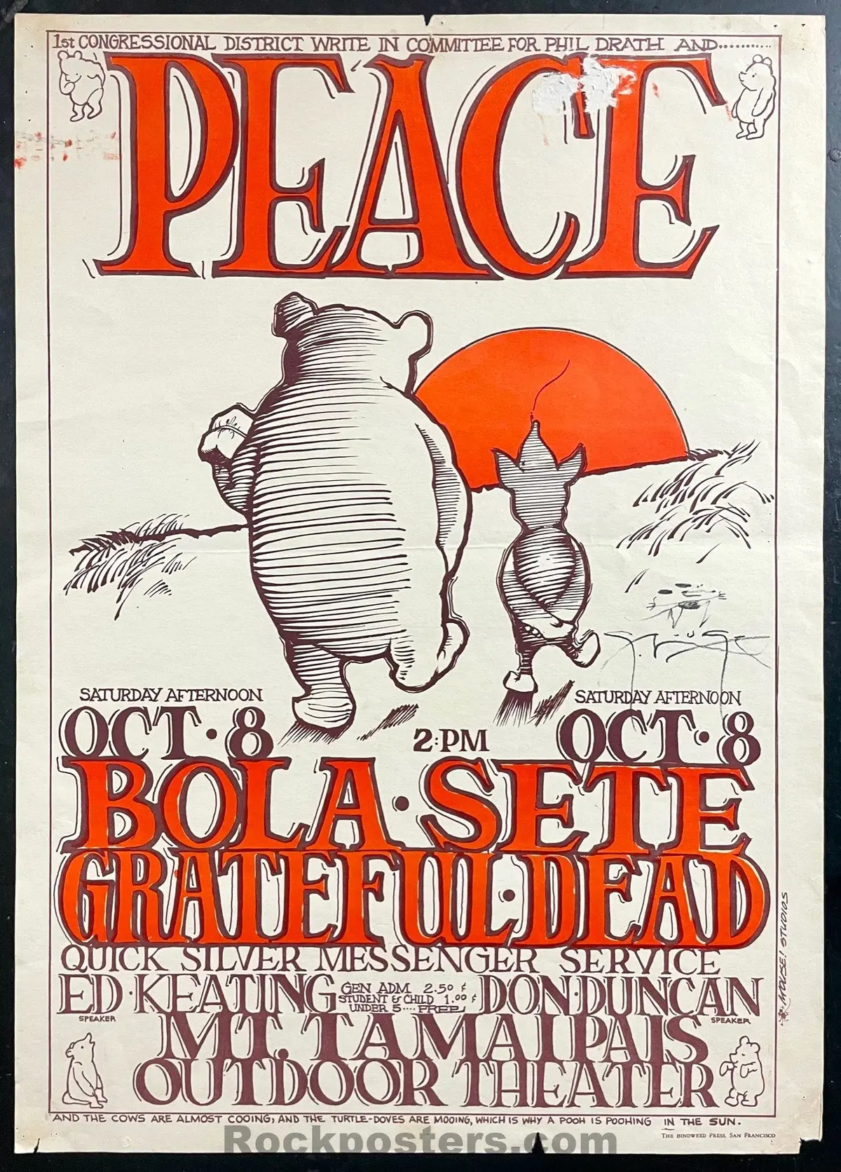 Auction - Aor 2.326 - Grateful Dead Bola Sete - Stanley Mouse Signed - 1966 Poster - Mt. Tamalpais  - Good 1