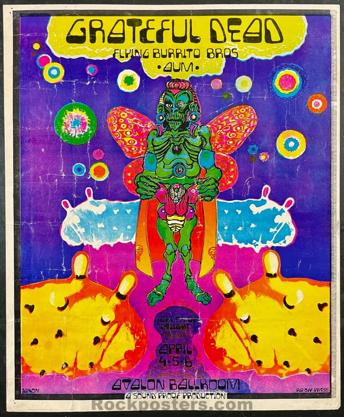 Auction - Aor 2.25 - Grateful Dead - Flying Burrito Brothers - Jaxon - 1969 Poster - Avalon Ballroom - Good 1
