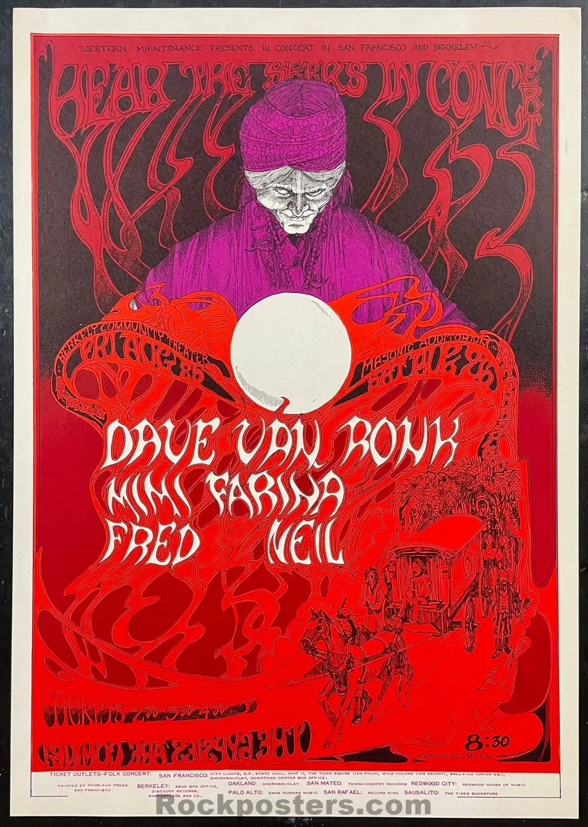 Auction - Aor  2.262 - Dave Van Ronk - Greg Irons - 1967  Poster - Berkeley/Sf - Near Mint Minus 1