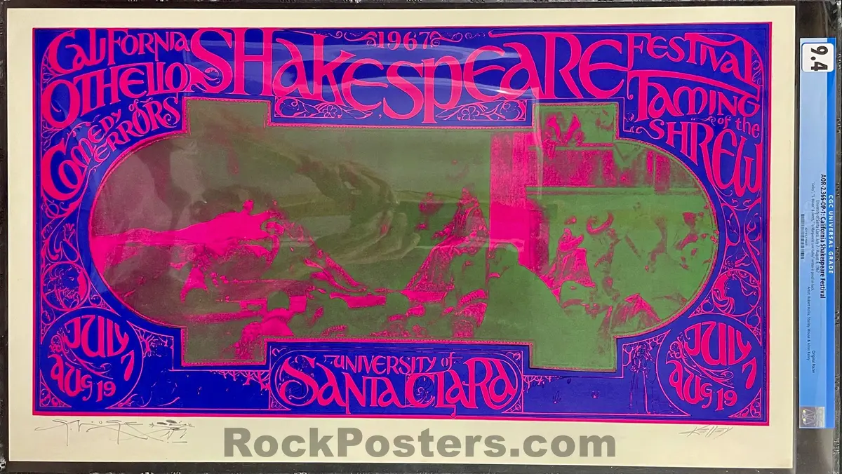 Auction - Aor 2.366 - California Shakespeare Festival - Mouse & Kelley Signed - 1967 Poster - Cgc Graded 9.4 1
