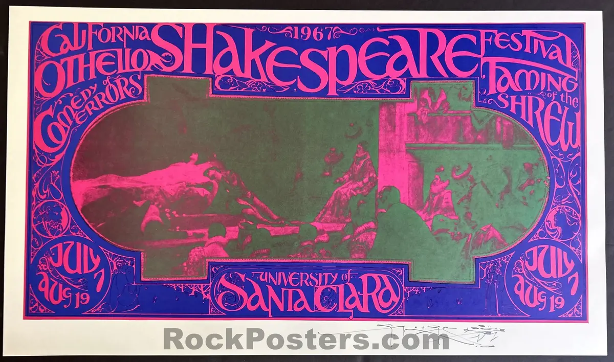 Auction - Aor 2.366 - California Shakespeare Festival - 1967 Poster - Stanley Mouse Signed - Near Mint 1