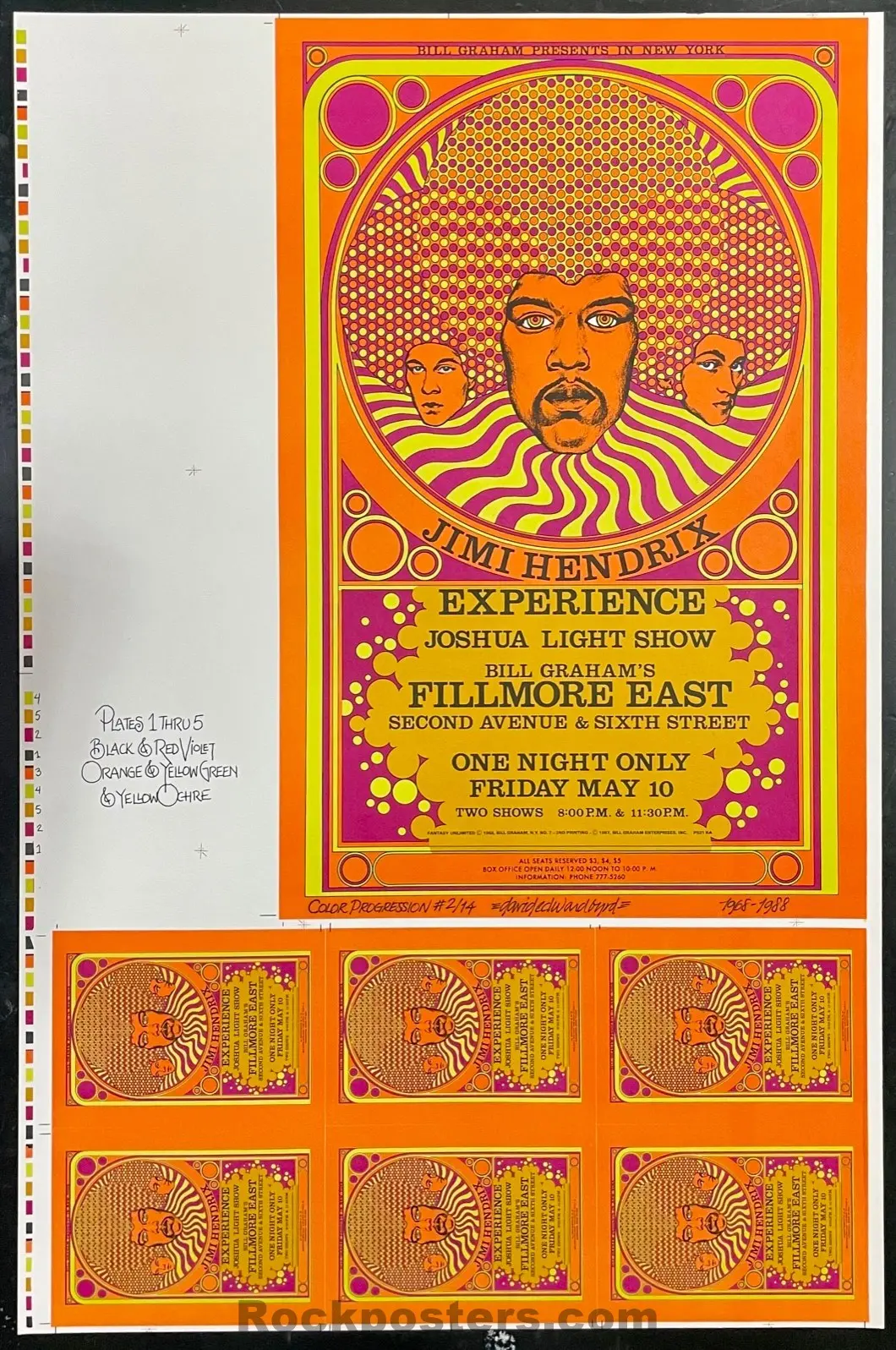 Auction - Aor 2.90 - Jimi Hendrix - Uncut Sheet Fe-7-Rp-2  - David Byrd Signed - Poster - Near Mint 1