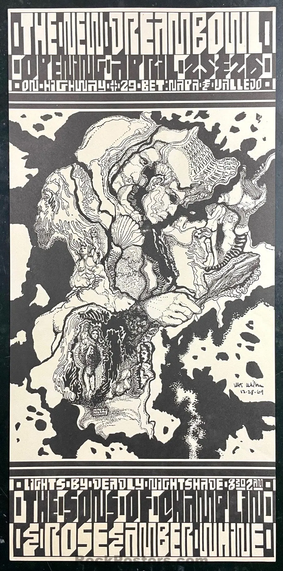 Auction - Aor 3.20 - Dream Bowl - Wes Wilson Signed - Napa Ca - 1969 Poster - Near Mint Minus 1