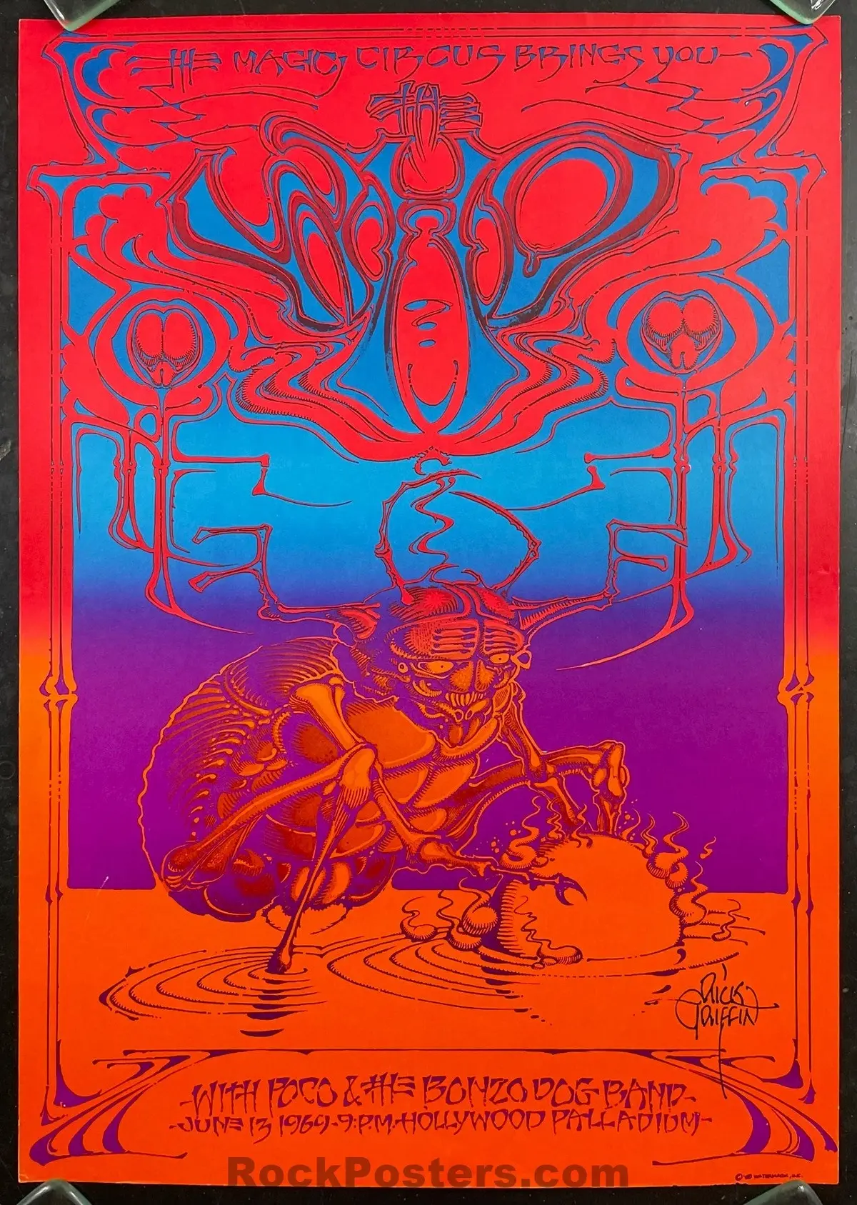 Auction -  Aor-3.65 - The Who - Rick Griffin Signed - 1969 Poster - Hollywood Palladium - Excellent 1