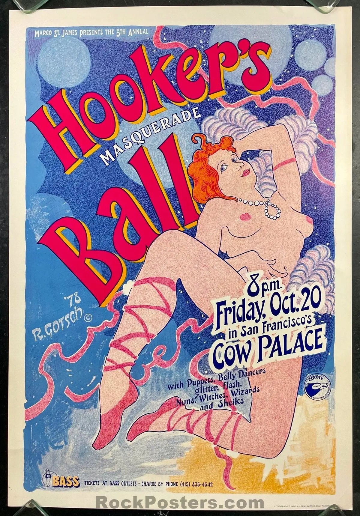 Auction -  Aor 4.62 - 5Th Annual Hooker's Ball - 1978 Poster - Cow Palace - Excellent 1