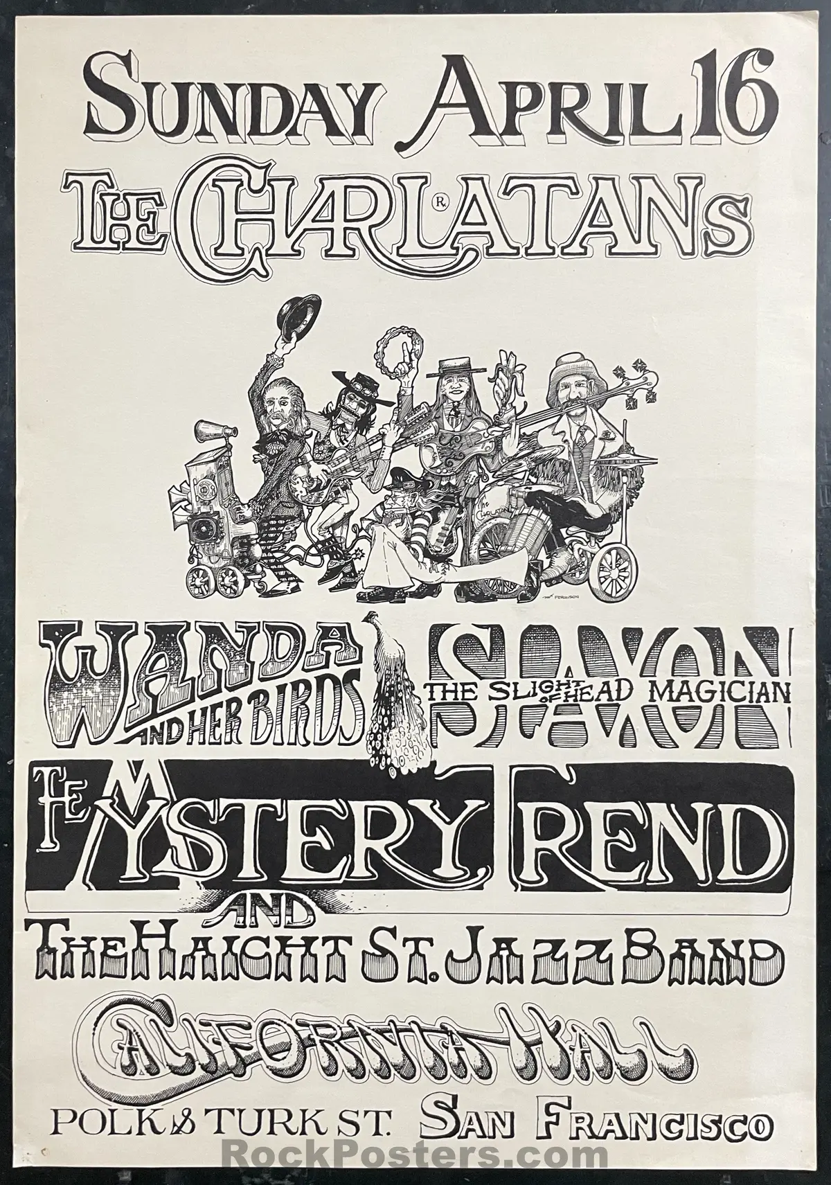Auction - Aor 2.131 - Charlatans Mystery Trend - 1967 Poster - California Hall - Excellent 1
