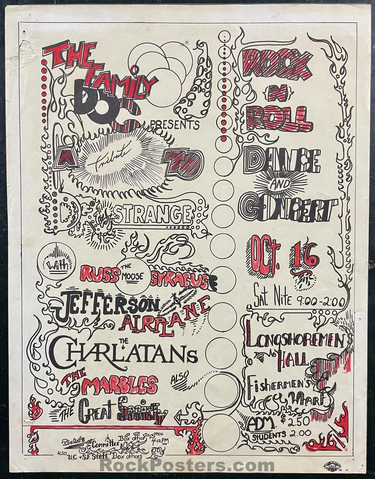 Auction - Aor 2.8 - 1St Ever Family Dog - Tribute To Dr. Strange - 1965 Handbill - Longshoremen's Hall - Very Good 1