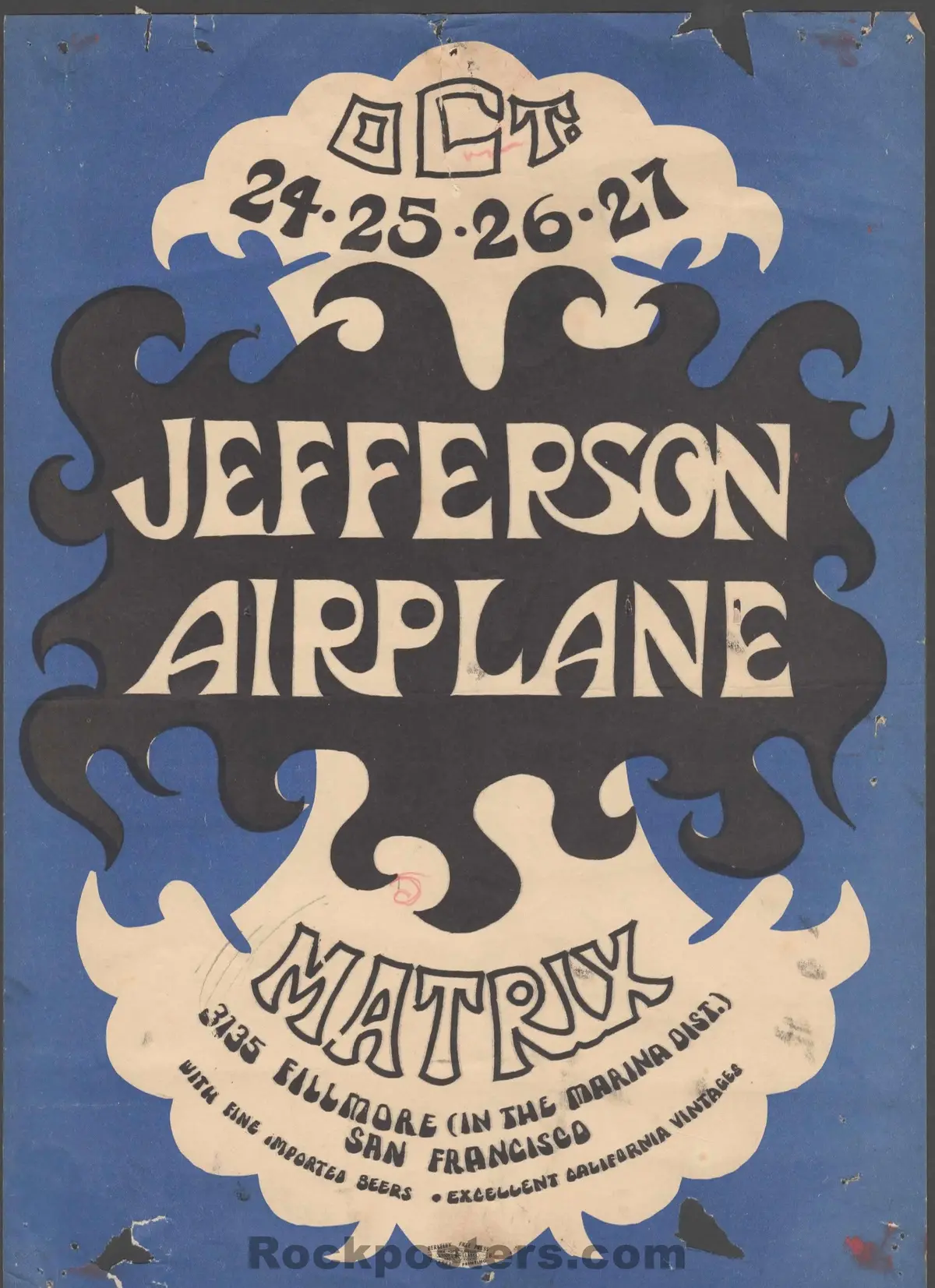 Auction - Aor 2.112 - Jefferson Airplane - Tom Weller - 1966 Handbill - The Matrix - Rough 1