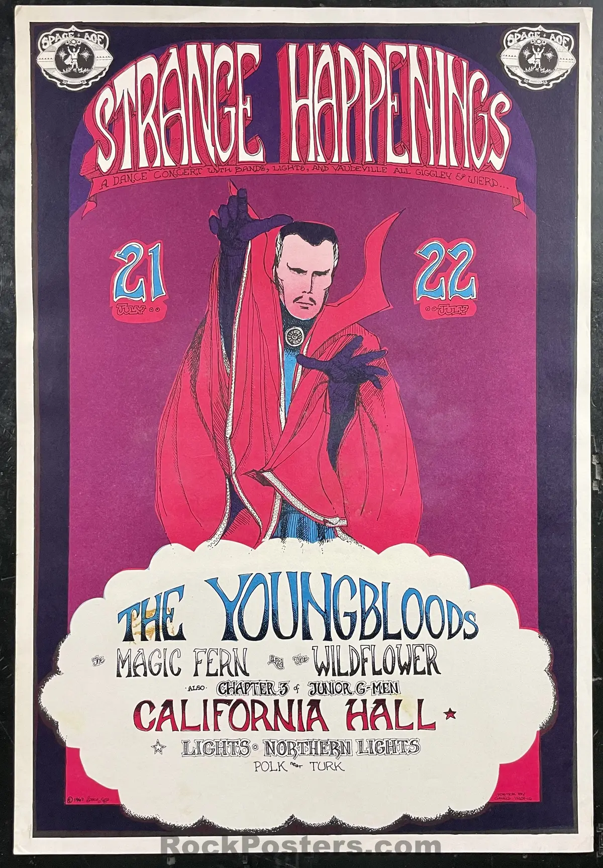 Auction - Aor 2.140 - Strange Happenings - Greg Irons - California Hall - 1967 Poster - Excellent 1
