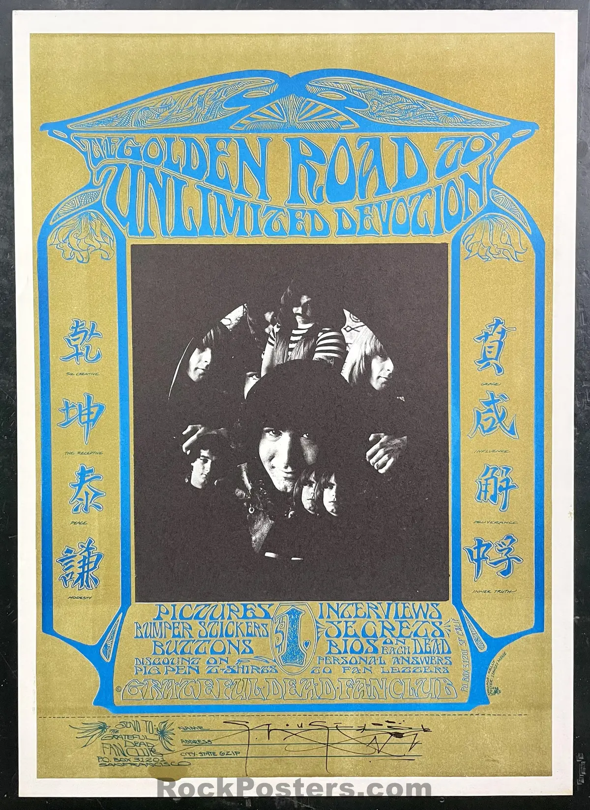 Auction - Aor 2.192 - Grateful Dead - Stanley Mouse Signed - 1967 Poster - Grateful Dead Fan Club - Near Mint 1