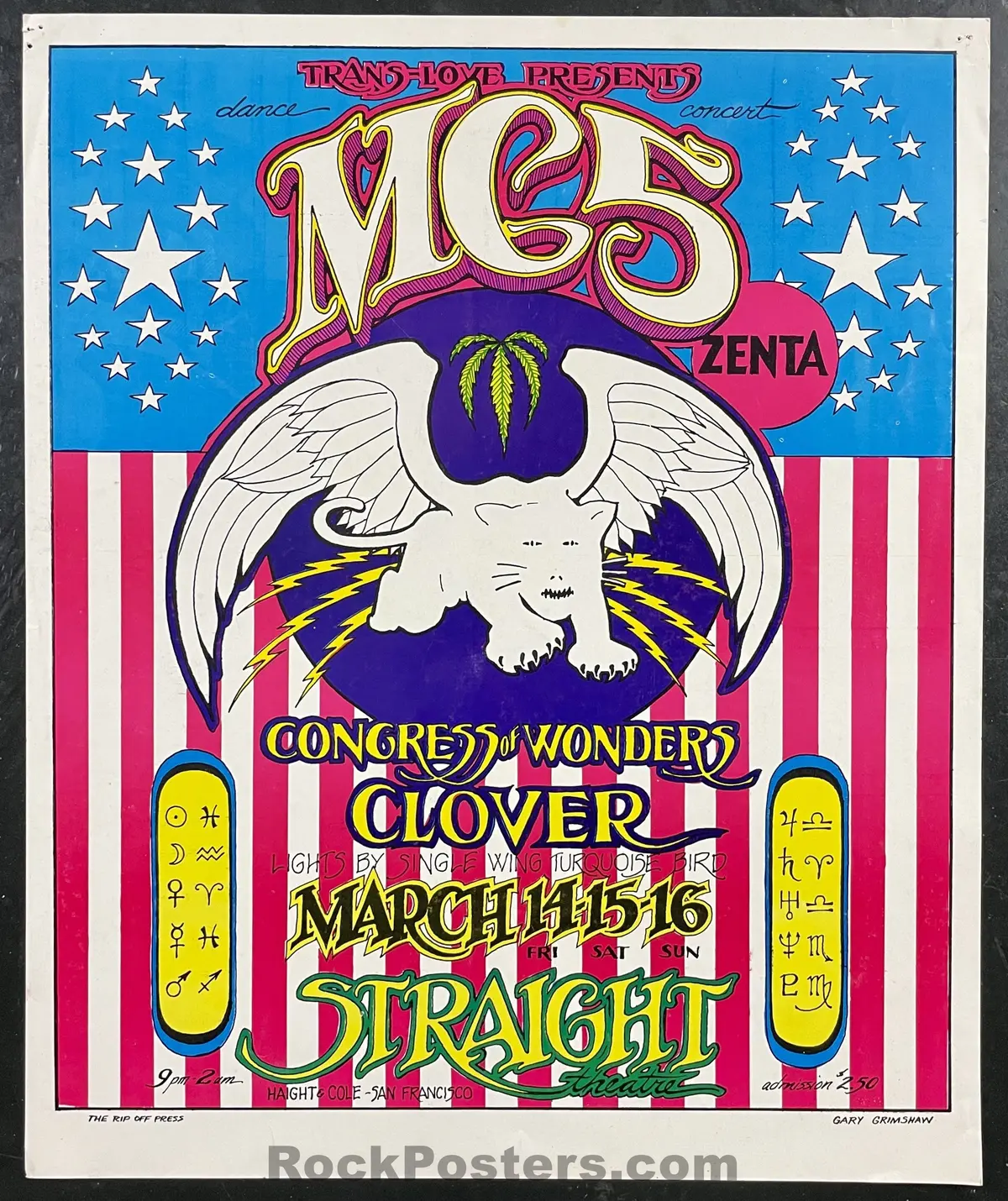 Auction - Aor 2.227 - Mc5 - Straight Theater - 1969 Poster - Excellent 1
