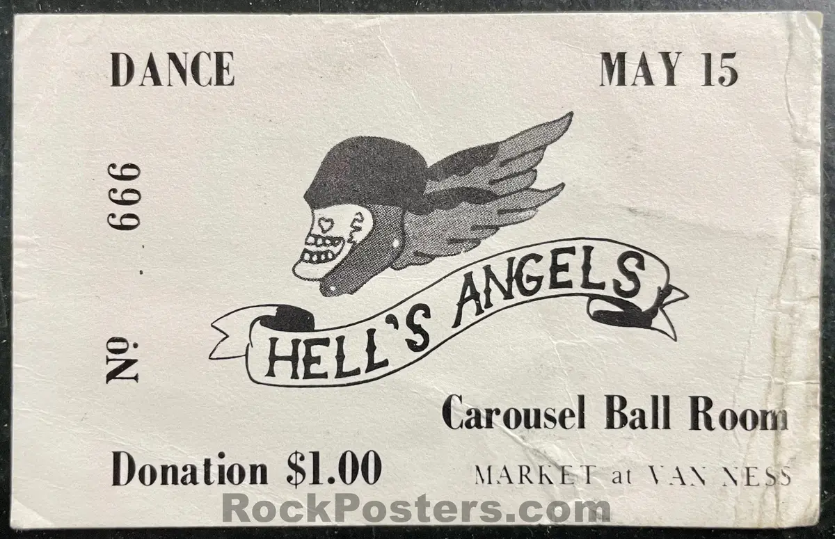 Auction - Aor 2.249  - Hell's Angels - Janis Joplin Big Brother - 1968 Ticket - Carousel Ballroom - Excellent 1