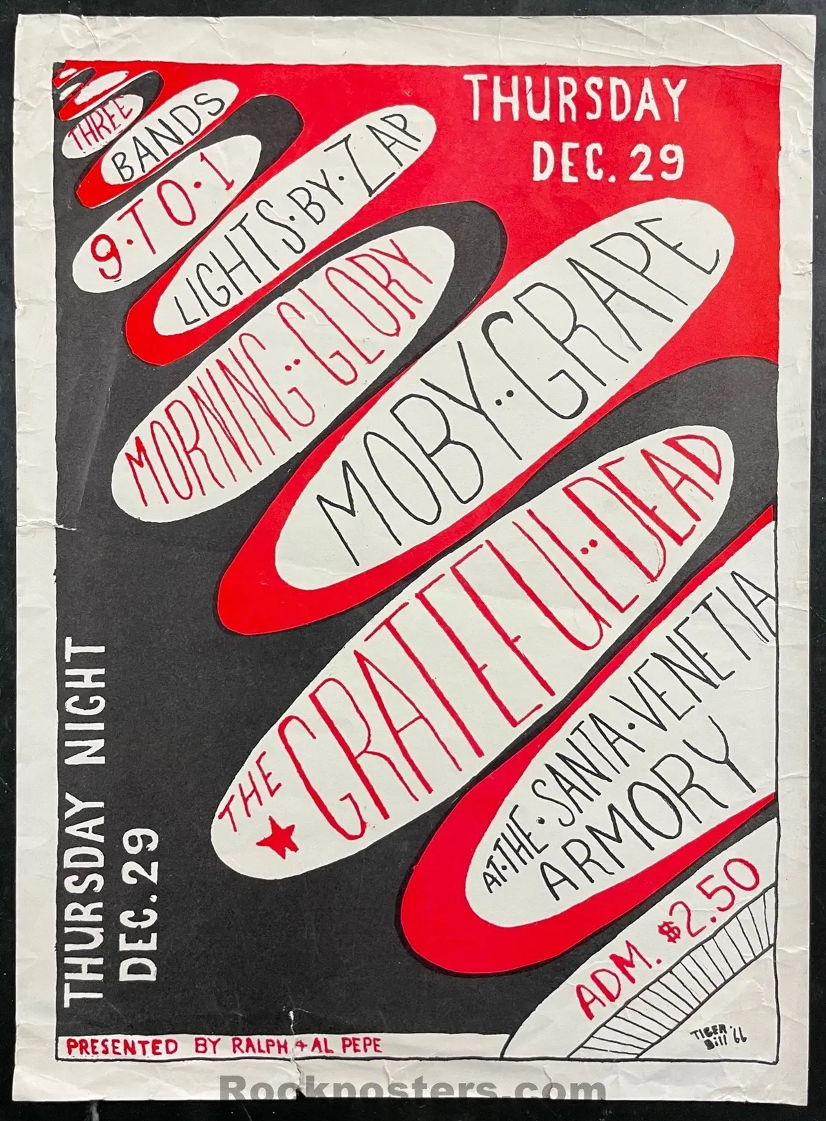 Auction - Aor 2.313 - Grateful Dead Moby Grape - 1966 Handbill - Santa Venetia Armory - Very Good 1