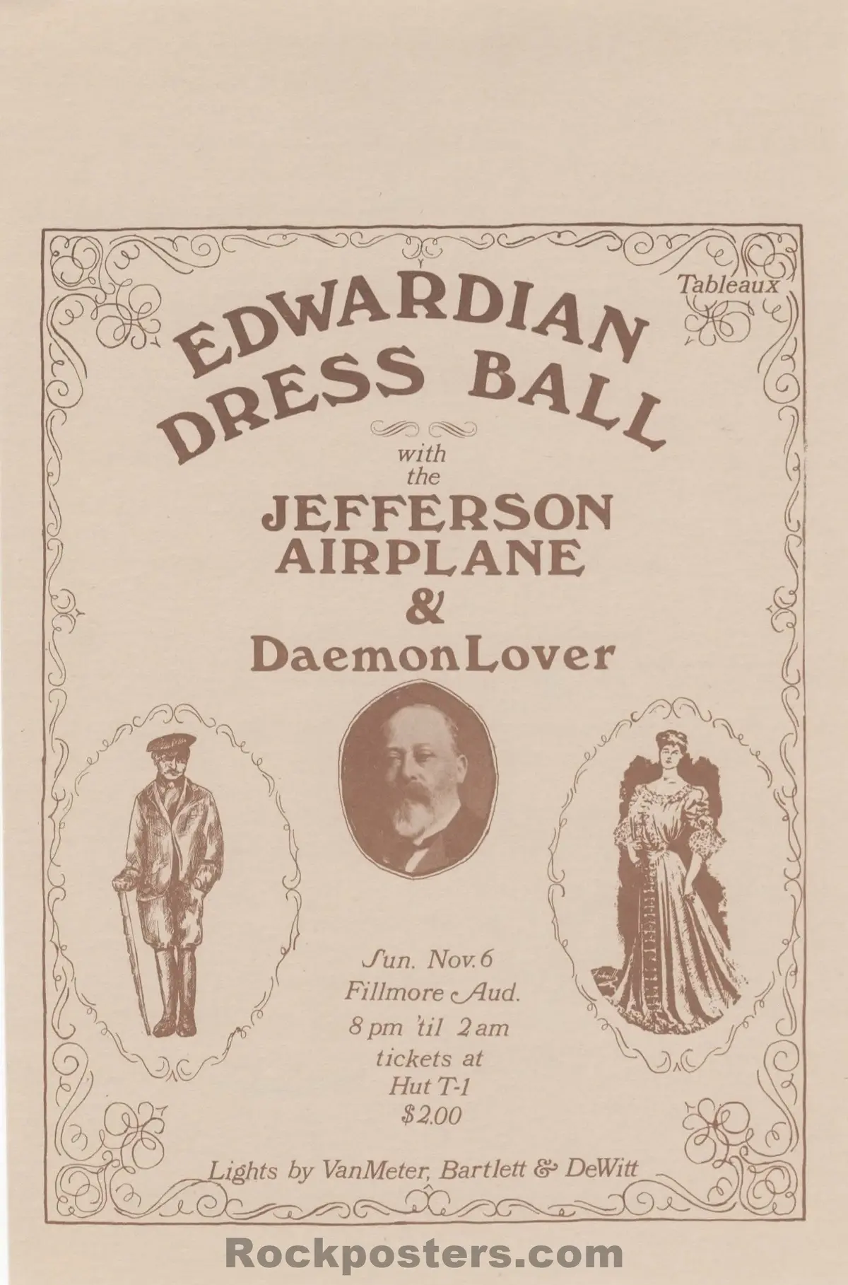 Auction - Aor 2.81 - Jefferson Airplane - Edwardian Ball Alternate - 1966 Handbill - Fillmore Auditorium - Near Mint 1
