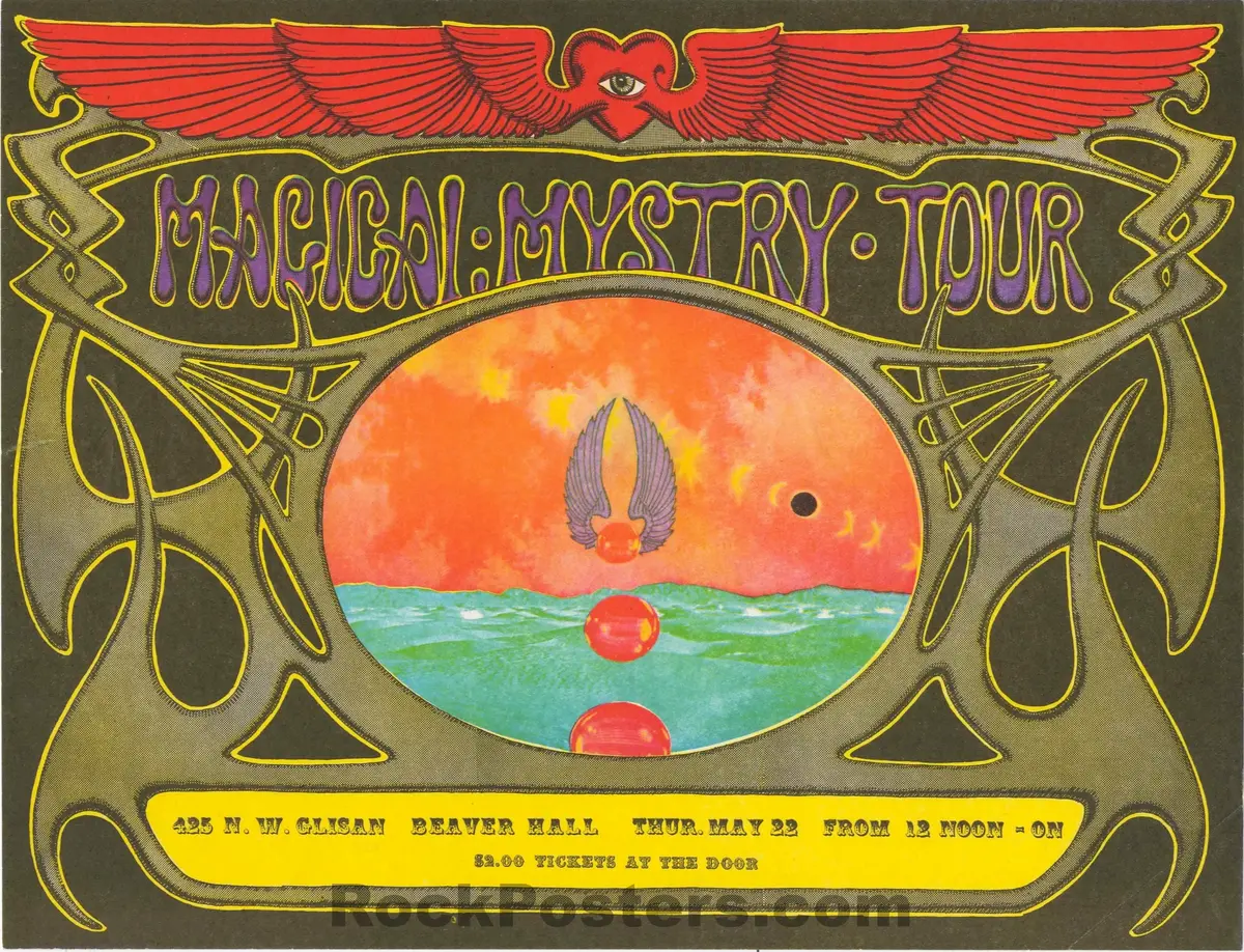 Auction - Aor 3.112 - The Beatles - Magical Mystery Tour - Alton Kelley - Oregon - 1969 Handbill - Excellent 1