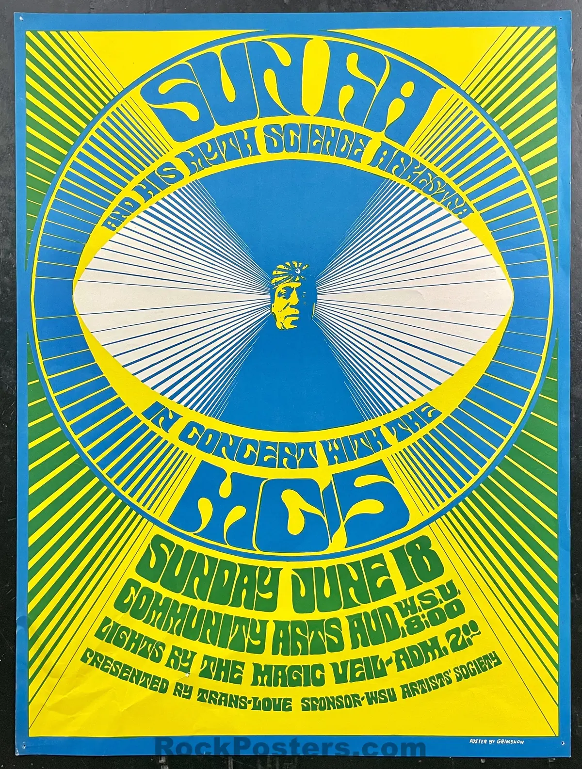 Auction -  Aor 3.134 - Sun Ra Mc5 - 1967 Poster - Wayne State University - Very Good 1