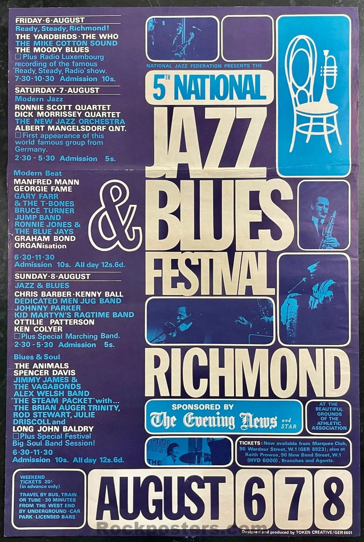 Auction - Aor 3.190 - Yardbirds The Who - 1965 Poster - Uk Festival - Excellent 1
