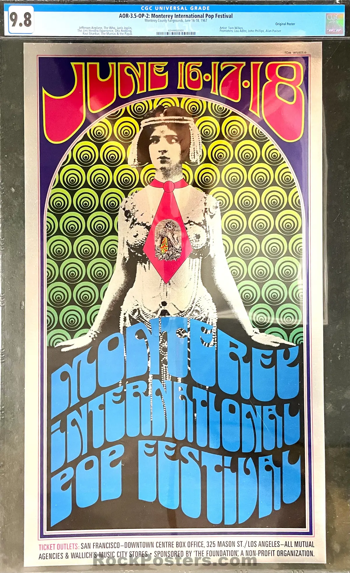 Auction - Aor 3.5 - Monterey Pop Festival - Jimi Hendrix Janis Joplin - 1967 Poster - Monterey Fairgrounds - Cgc Graded 9.8 1