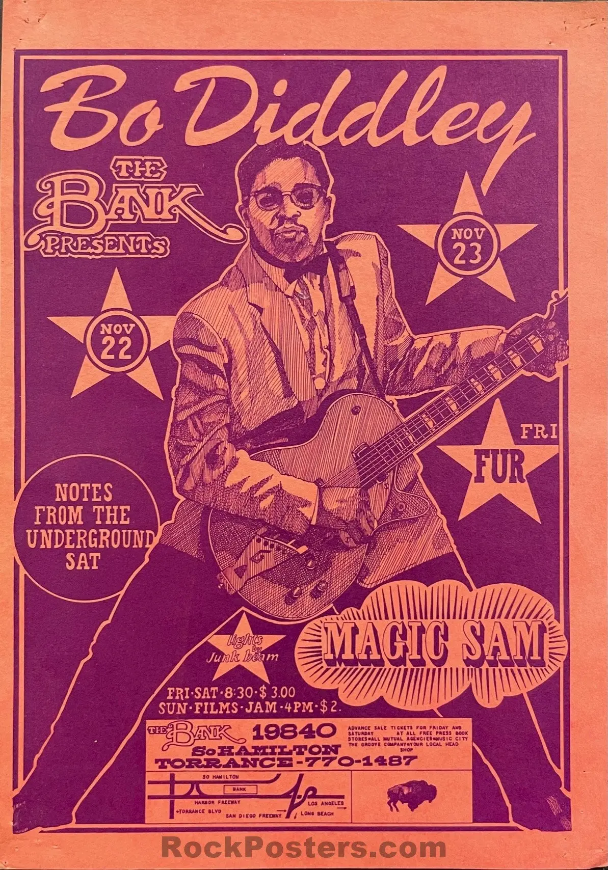 Auction - Bo Diddley - 1968 Handbill - The Bank - Excellent 1