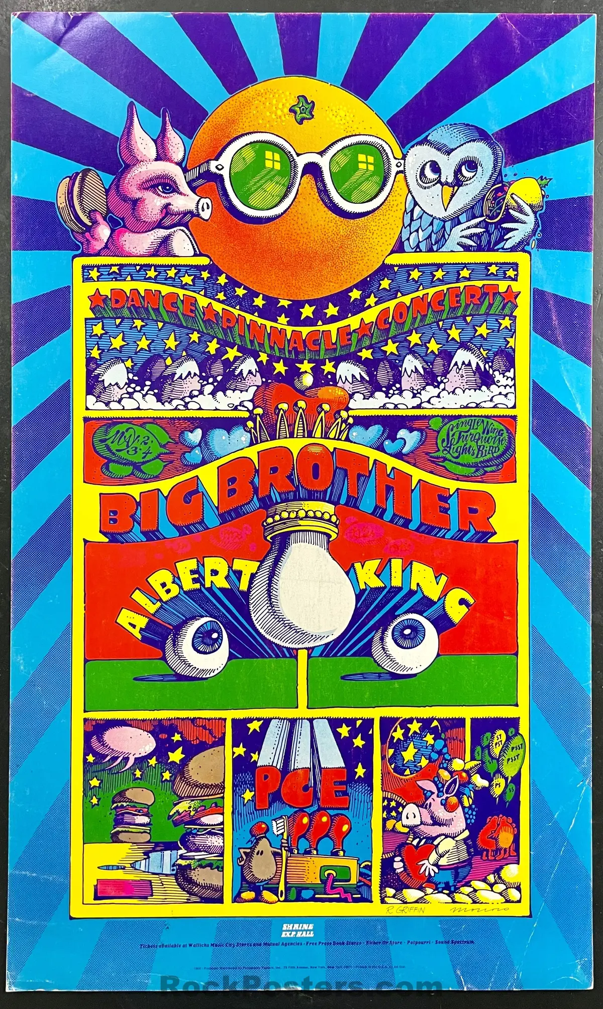 Auction - Aor 3.69 - Big Brother Janis Joplin - Griffin & Moscoso - 1968 Poster - Shrine Expo Hall - Very Good 1