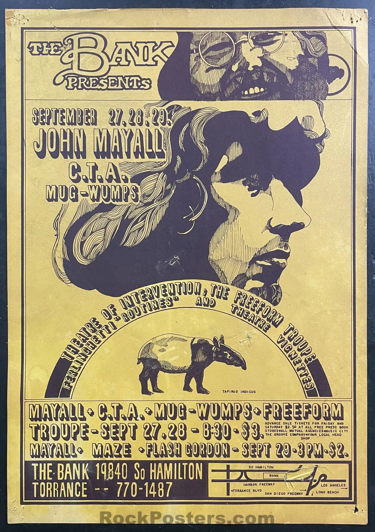 Auction - Aor 3.87 - John Mayall - 1968 Poster - The Bank - Very Good 1