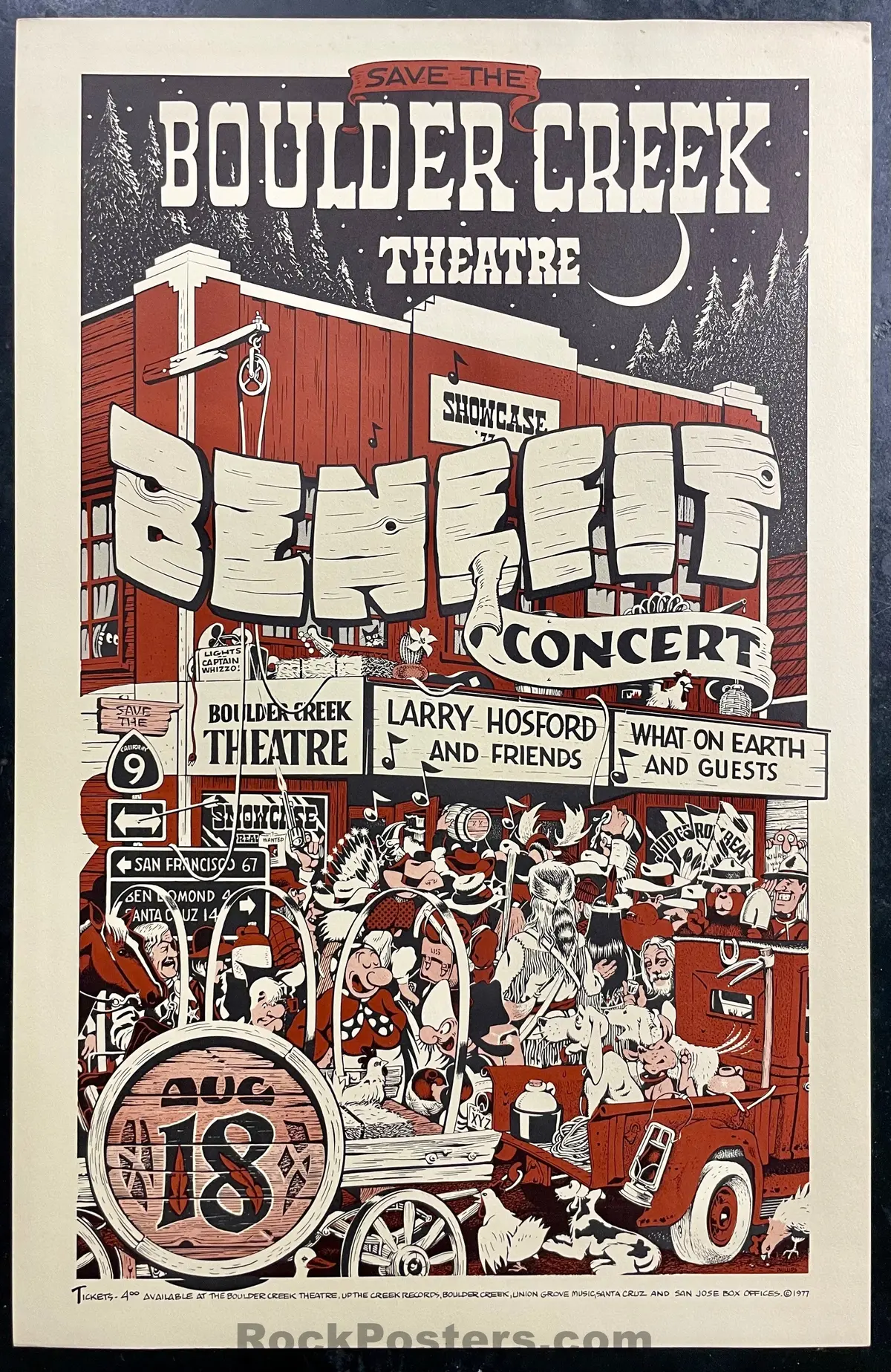 Auction - Aor 4.104 - Larry Hosford & Friends - 1977 Benefit Poster - Boulder Creek Theatre - Excellent 1