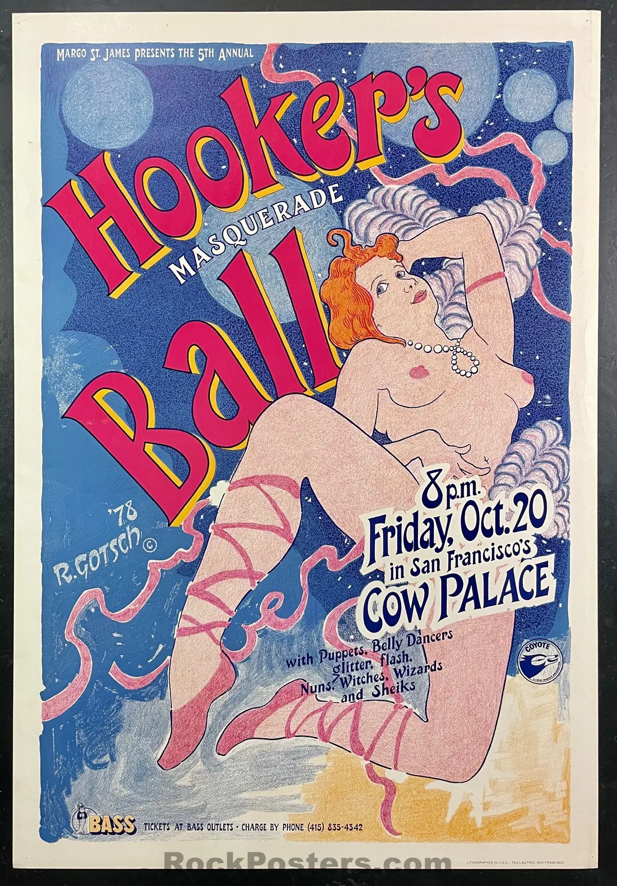Auction - Aor 4.62 - 5Th Annual Hooker's Ball - 1978 Poster - Cow Palace - Excellent 1
