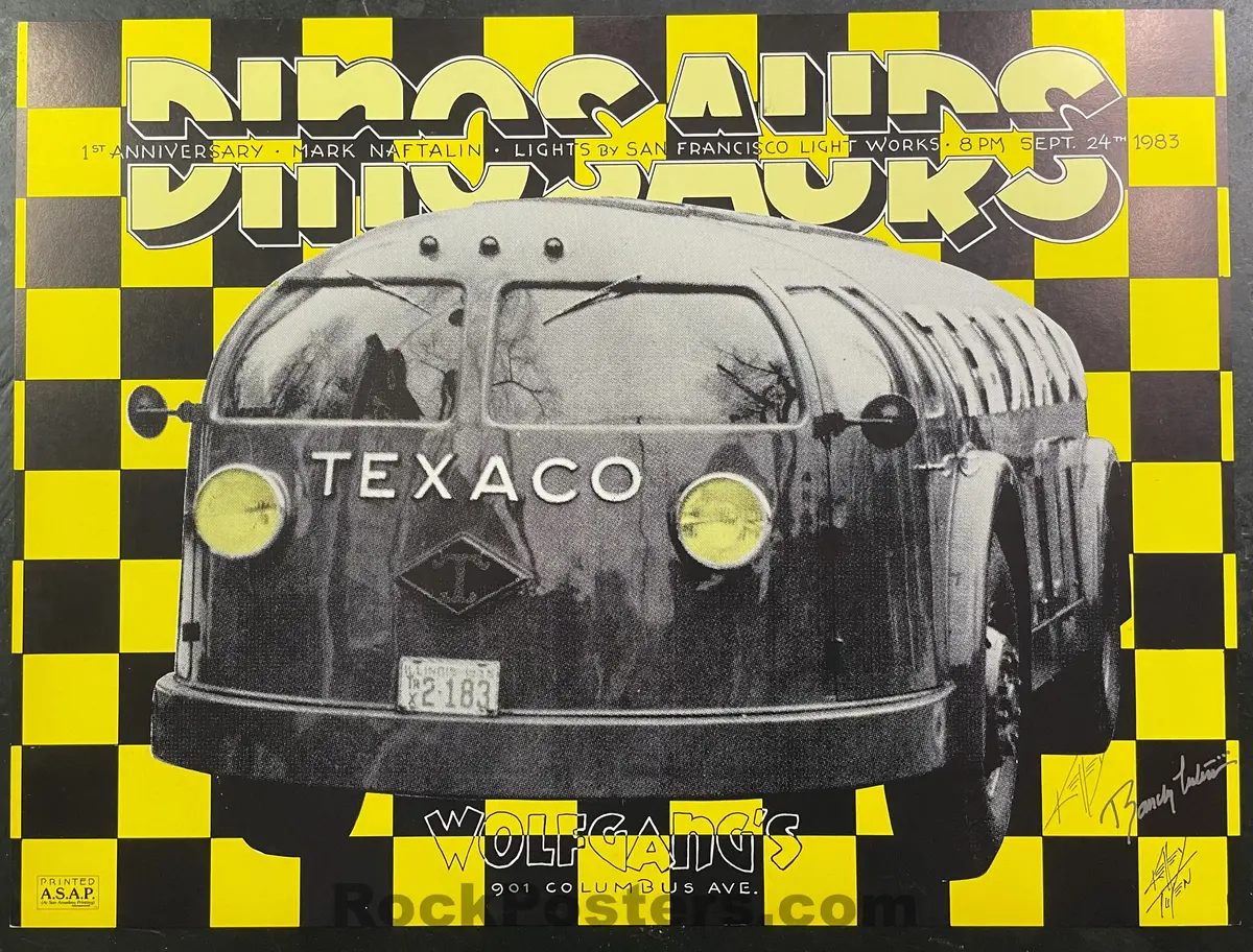 Auction -  Aor 4.63 - The Dinosaurs - 1983 Poster - Kelley & Tuten Signed - Wolfgang's - Near Mint Minus 1