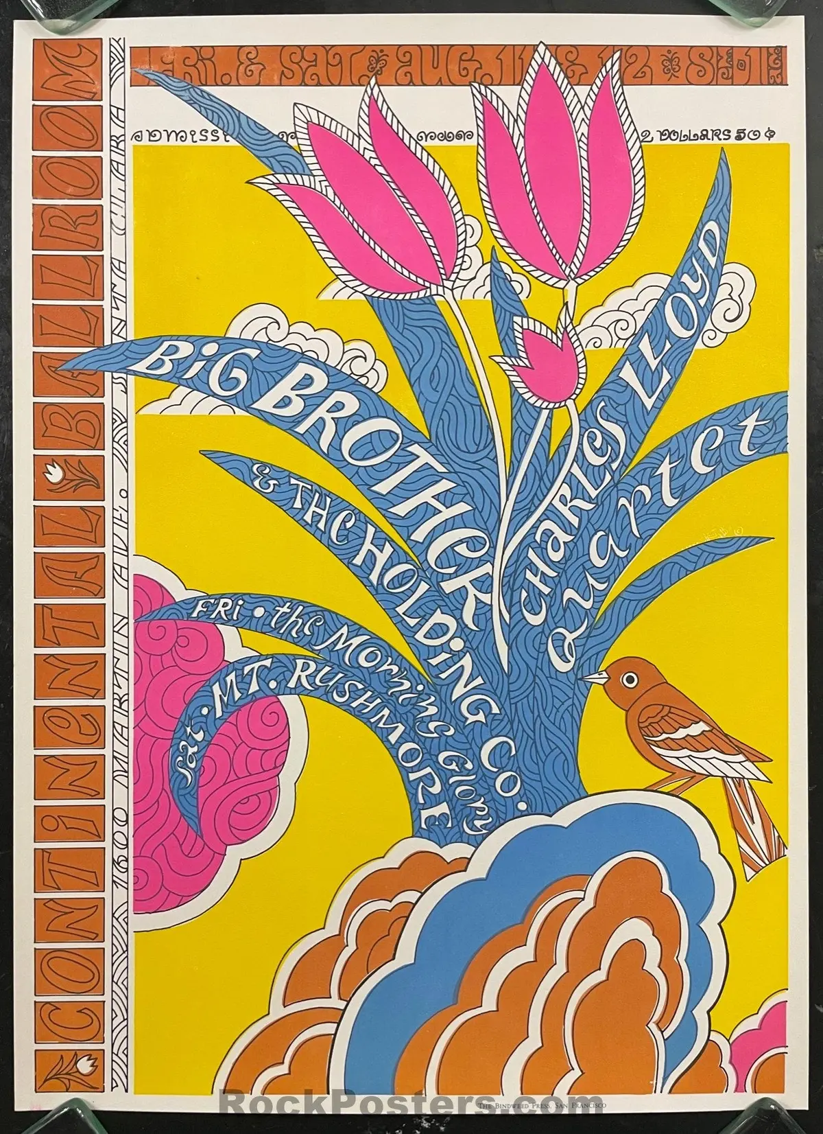 Auction - Aor 2.342 - Janis Joplin Big Brother - Continental Ballroom - 1967 Concert Poster - Near Mint Minus 1