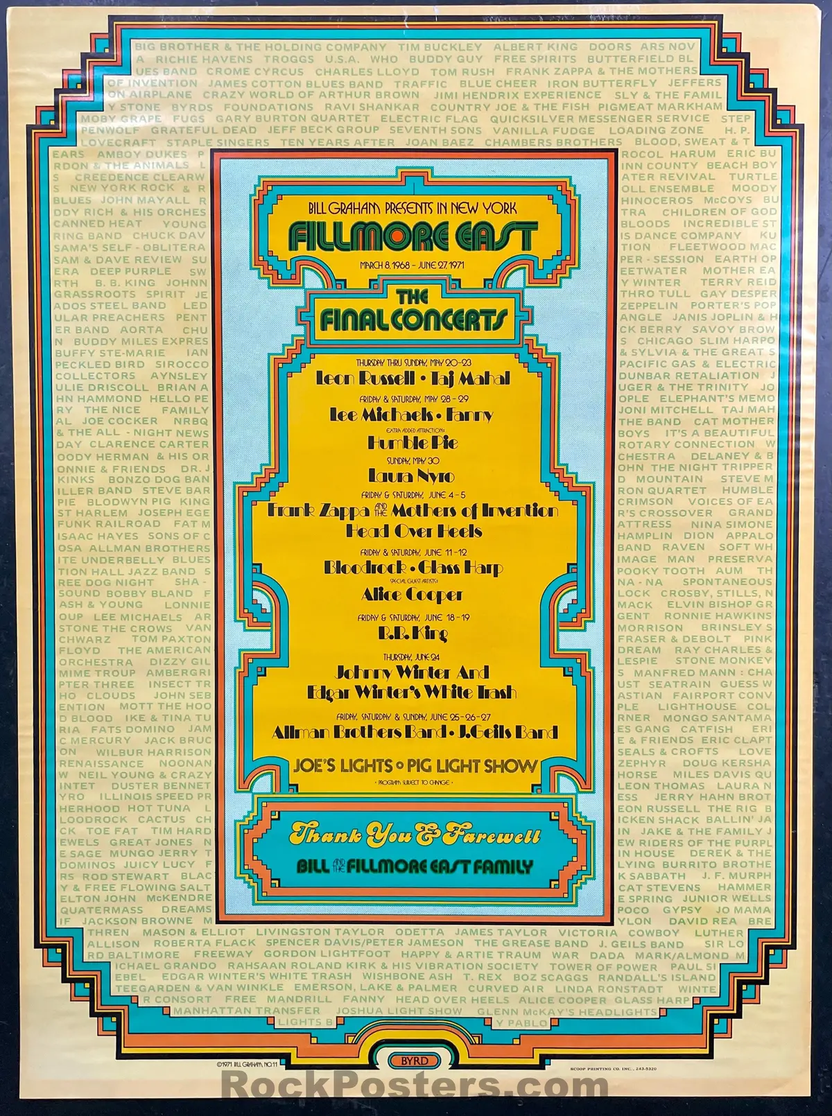 Auction - Aor 2.93 - Allman Brothers - Closing Of Fillmore East - 1971 Poster - Very Good 1
