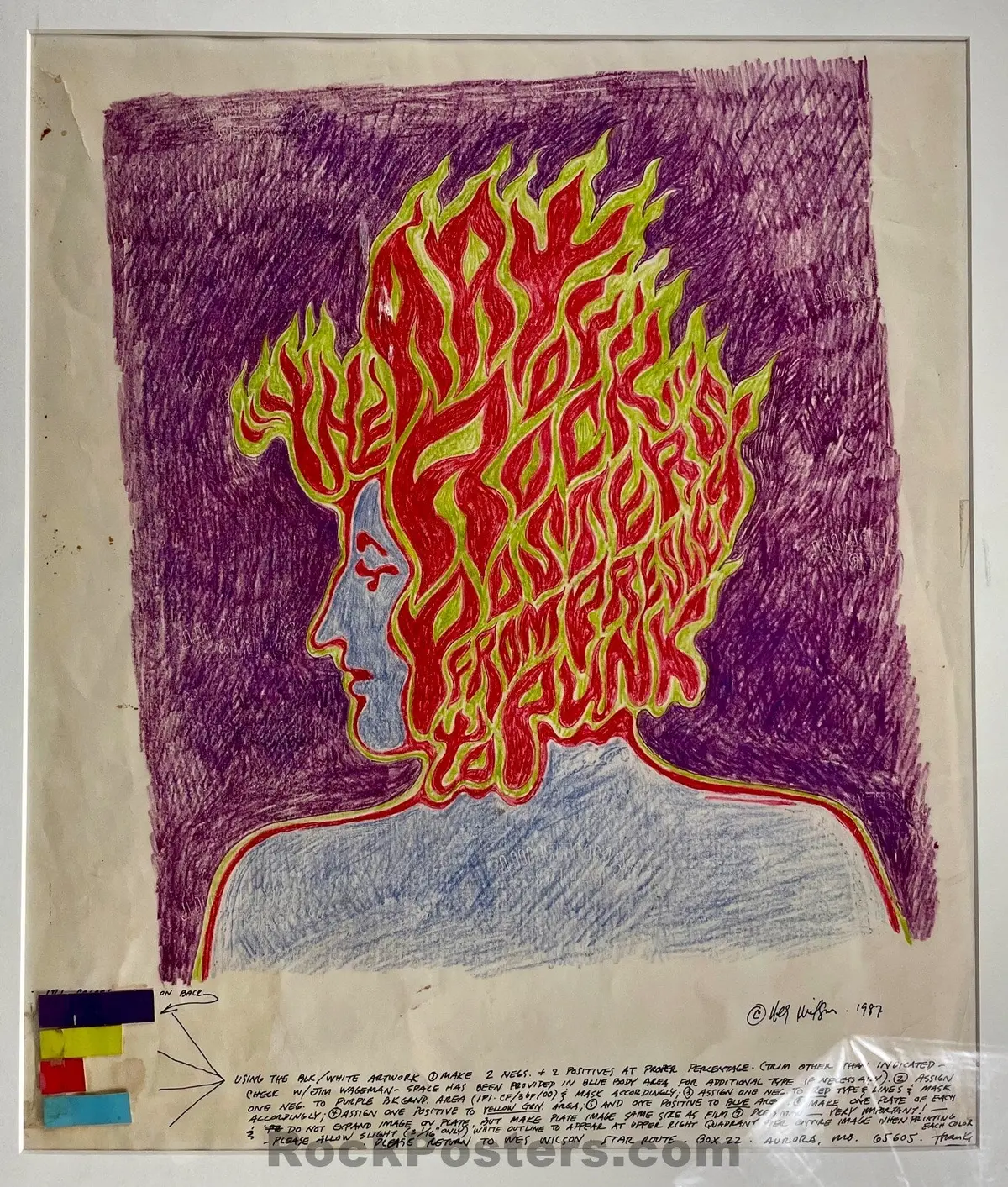 Art Of Rock - Original Cover Art - Wes Wilson Signed - 1987 Ink On Poster Board - Near Mint Minus 2