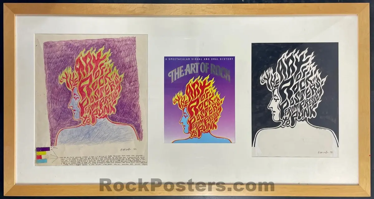 Art Of Rock - Original Cover Art - Wes Wilson Signed - 1987 Ink On Poster Board - Near Mint Minus 1