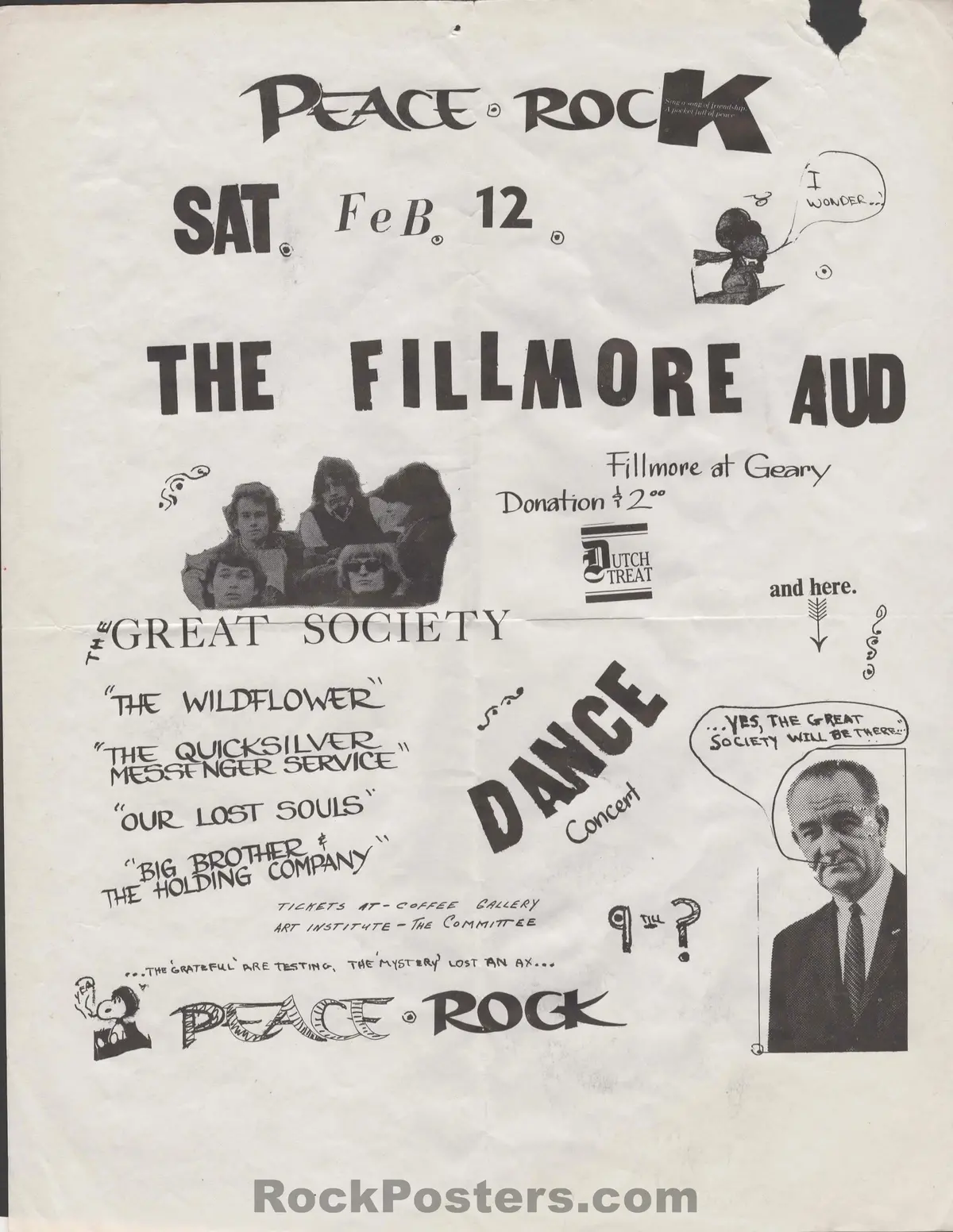 Auction - Aor Pg.14(R) - Peace Rock -  Big Brother - Fillmore Auditorium  - 1966 Handbill - Good 1