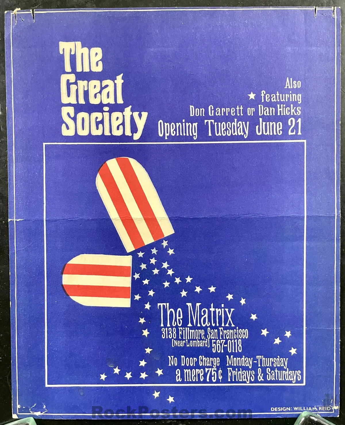 Auction - Aor 2.113 - Great Society Grace Slick - 1966 Handbill - Matrix - Very Good 1