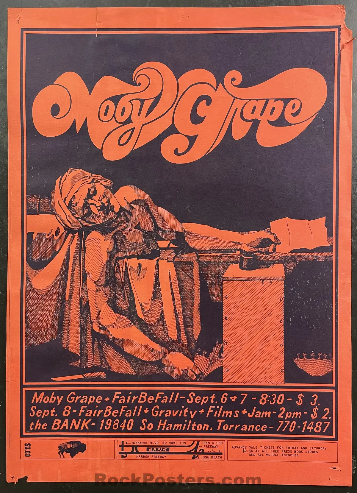 Auction - Aor 3.86 -  Moby Grape - 1968 Poster - The Bank - Good 1