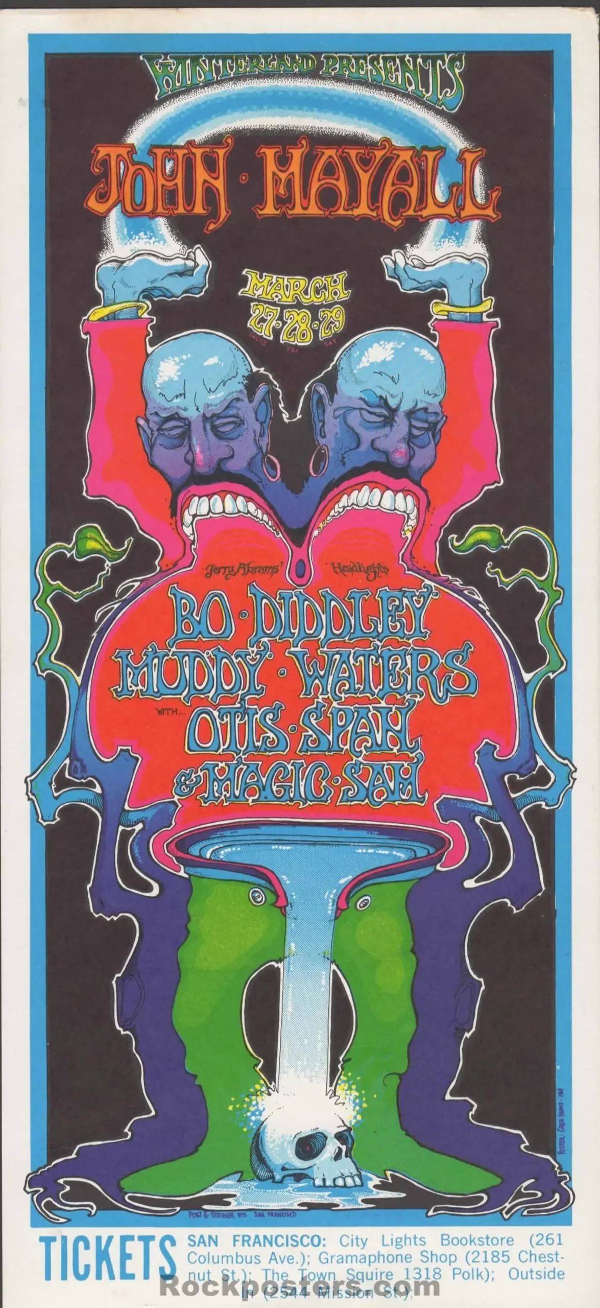 Auction - Aor 4.55 - John Mayall - Greg Irons - 1969 Handbill - Winterland - Very Good 1