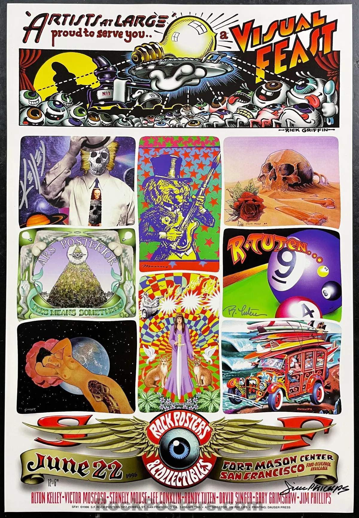 Auction - Artists At Large - A Visual Feast - 1996 Poster - Kelley Tuten Signed - Near Mint Minus 1