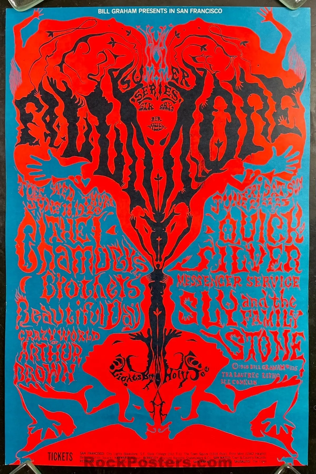 Auction - Bg-125 - Sly & The Family Stone - Lee Conklin - Fillmore Auditorium - 1968 Poster - Excellent 1