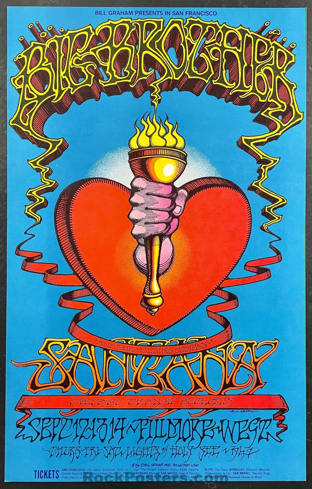 Auction - Bg-136 - Big Brother & Janis Joplin - Rick Griffin - 1968 Poster - Fillmore West - Near Mint 1