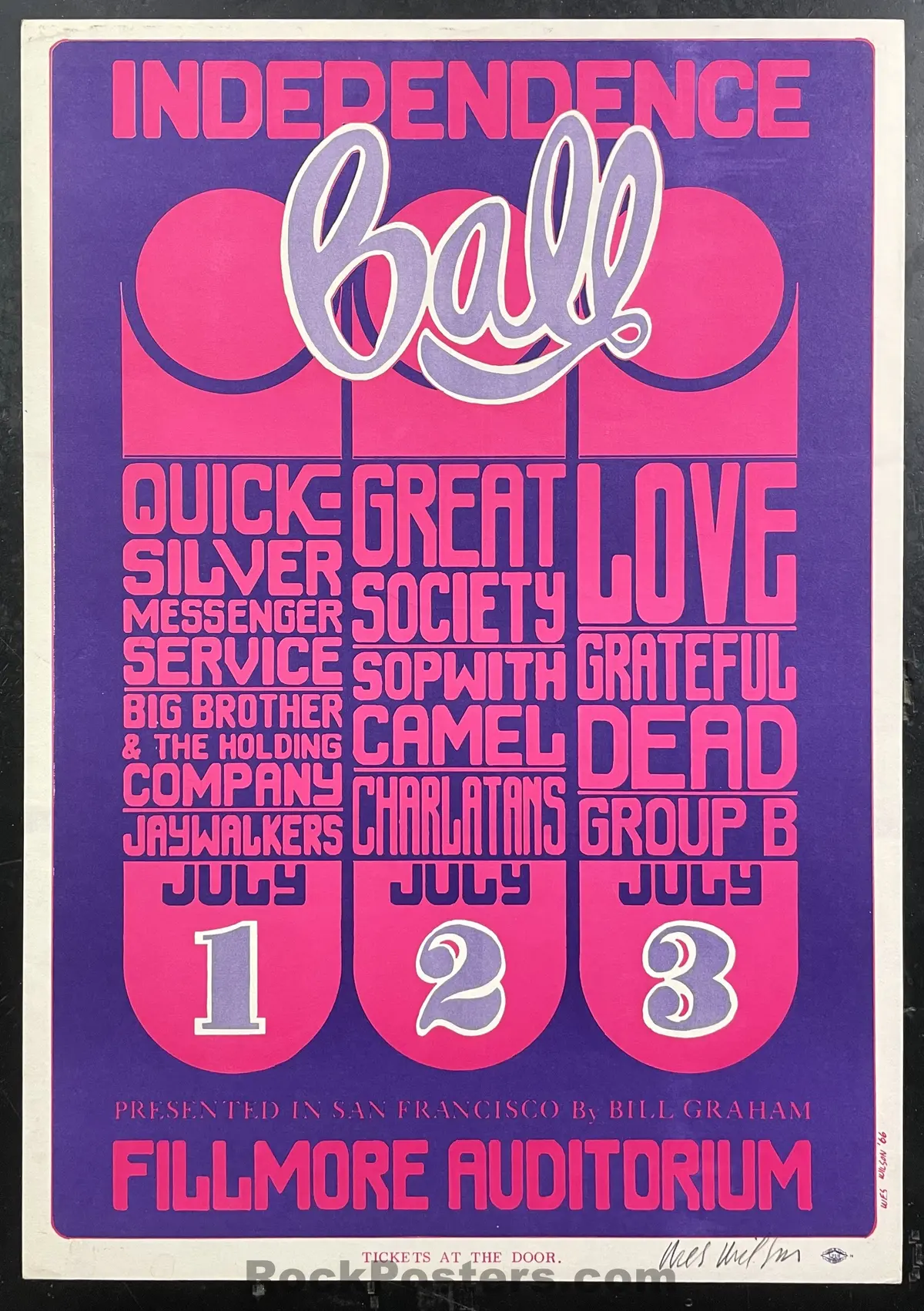 Auction - Bg-14 - Grateful Dead - Wes Wilson Signed - 1966 Poster - Fillmore  Auditorium - Near Mint Minus 1