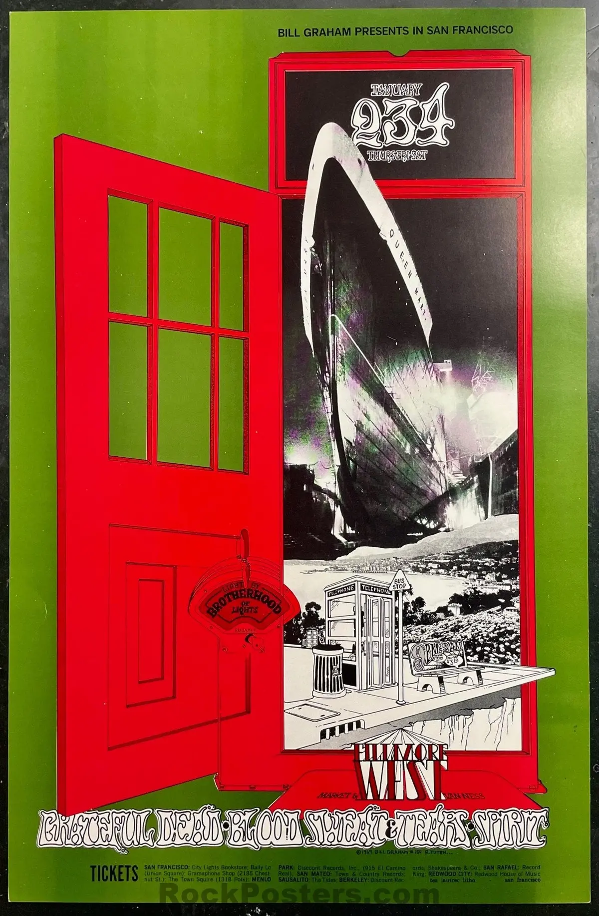 Auction - Bg-154 - Grateful Dead Spirit - Randy Tuten -  Fillmore West - 1969 Poster - Near Mint Minus 1