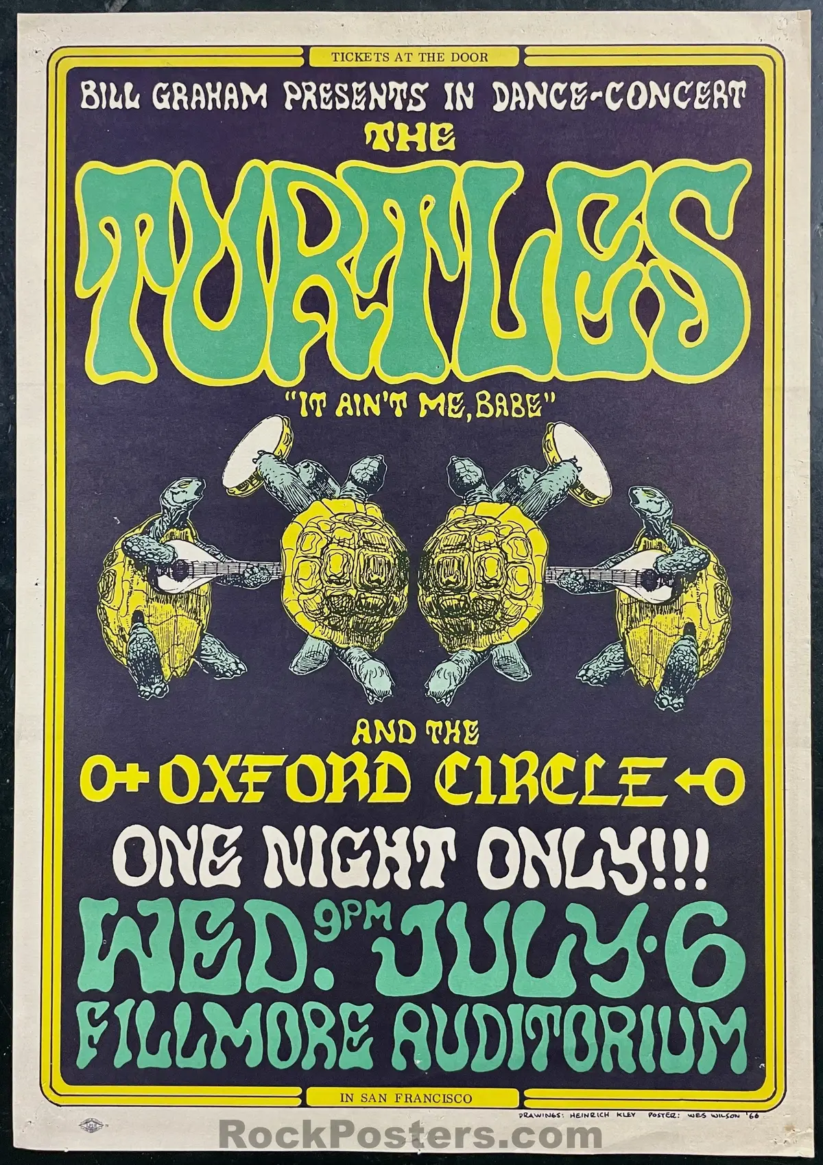 Auction - Bg-15 - The Turtles - Wes Wilson - 1966 Poster - Fillmore Auditorium - Excellent 1