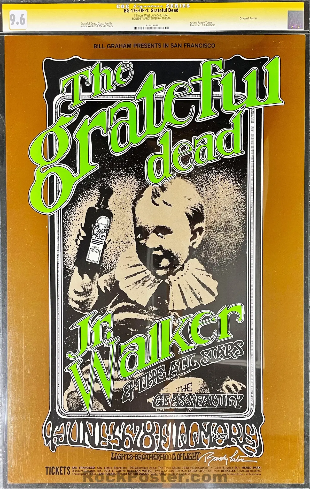 Auction - Bg-176 - The Grateful Dead - 1969 Poster - Randy Tuten Signed - Fillmore West - Cgc Graded 9.6 1