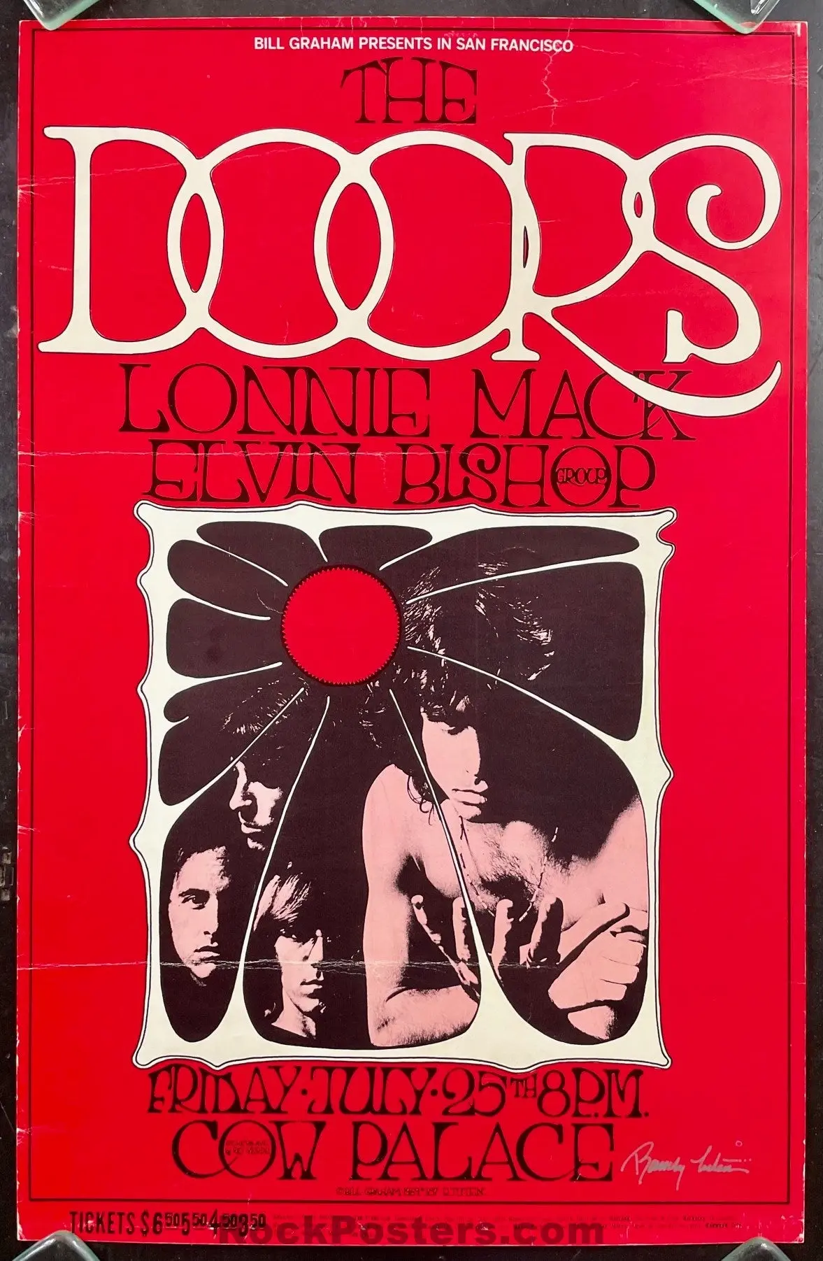 Auction - Bg-186 - The Doors - Randy Tuten Signed - 1969 Poster - Cow Palace - Very Good 1