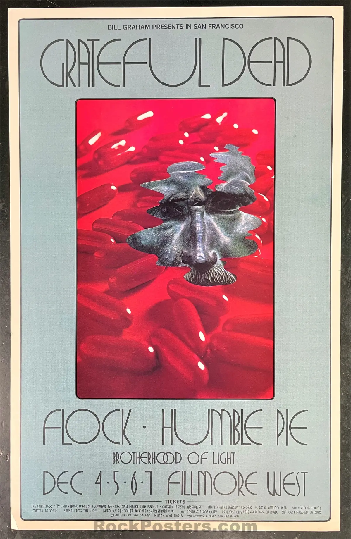 Auction - Bg-205 - The Grateful Dead - 1969 Poster - Fillmore Auditorium - Excellent 1