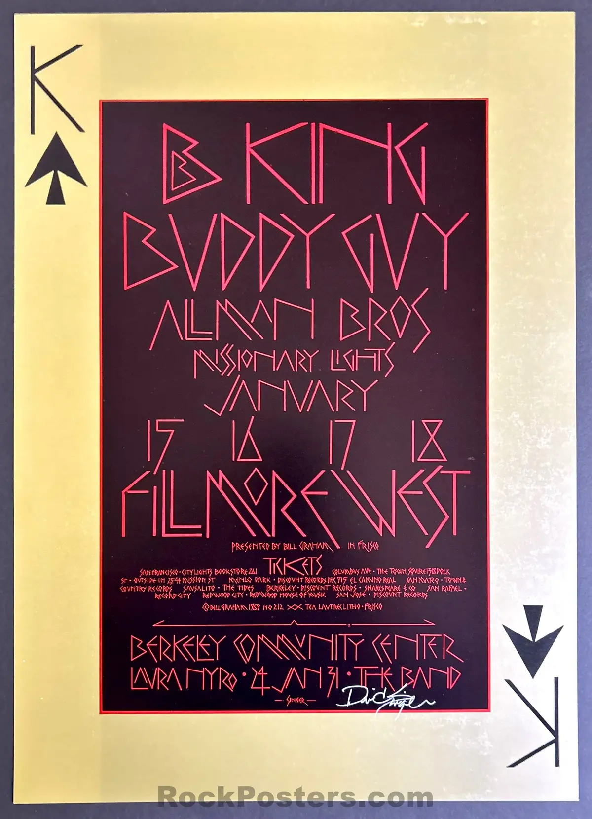 Auction - Bg-212 - Allman Brothers - David Singer Signed - 1970 Poster - Fillmore West - Mint 1