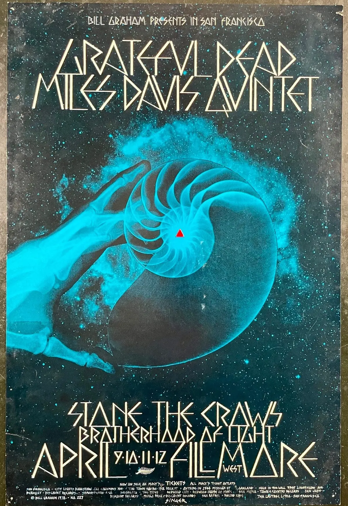 Auction - Bg-227 - Grateful Dead - Miles Davis - David Singer - 1970 Poster - Fillmore West - Very Good 1